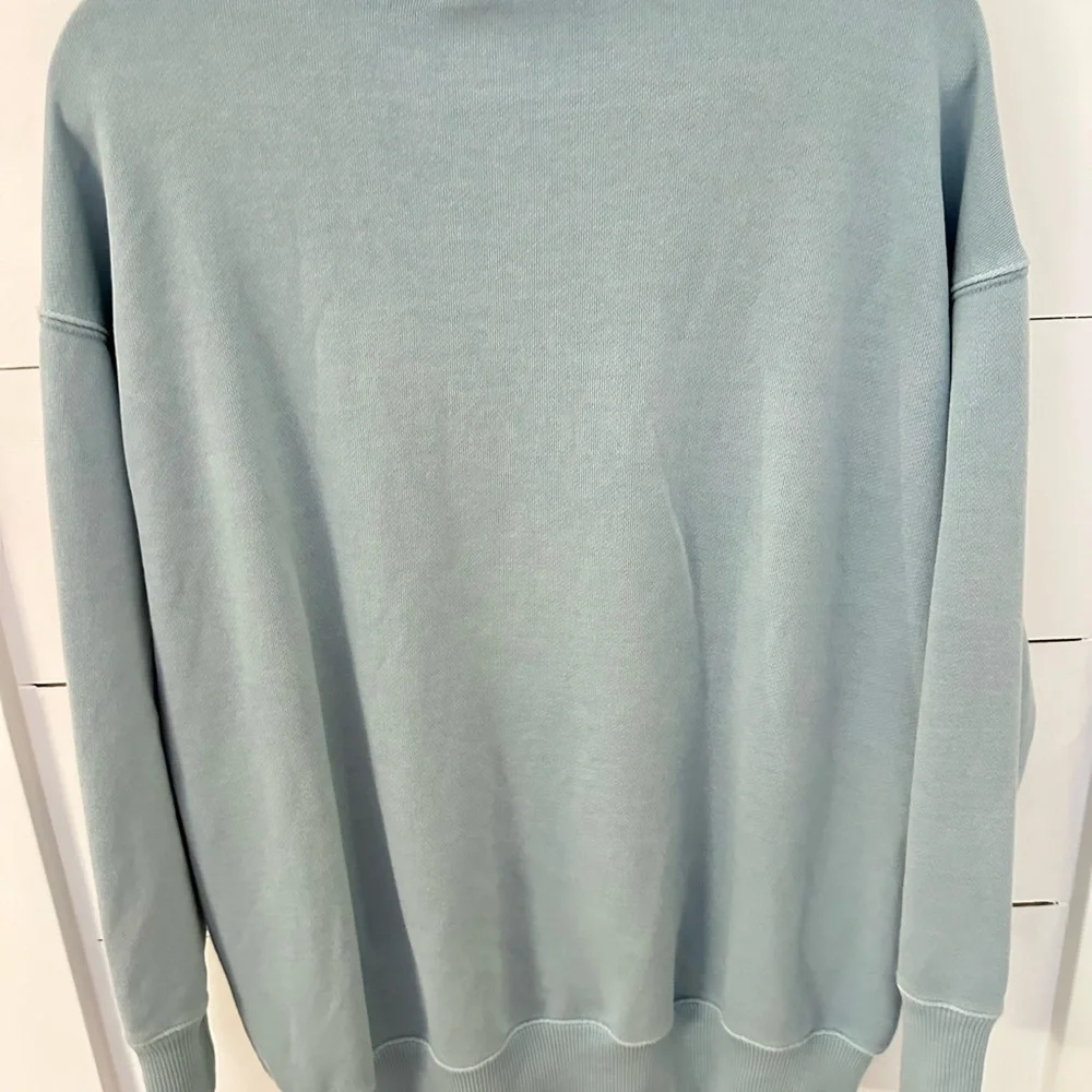 AERI S Cozy Mock Neck cotton blend woman blue sweatshirt cozy comfort casual - Picture 14 of 15